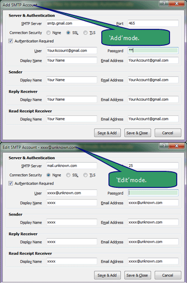 SMTP Account Editor